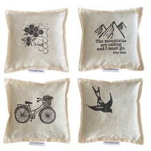 Load image into Gallery viewer, hand stamped lavender sachet various designs
